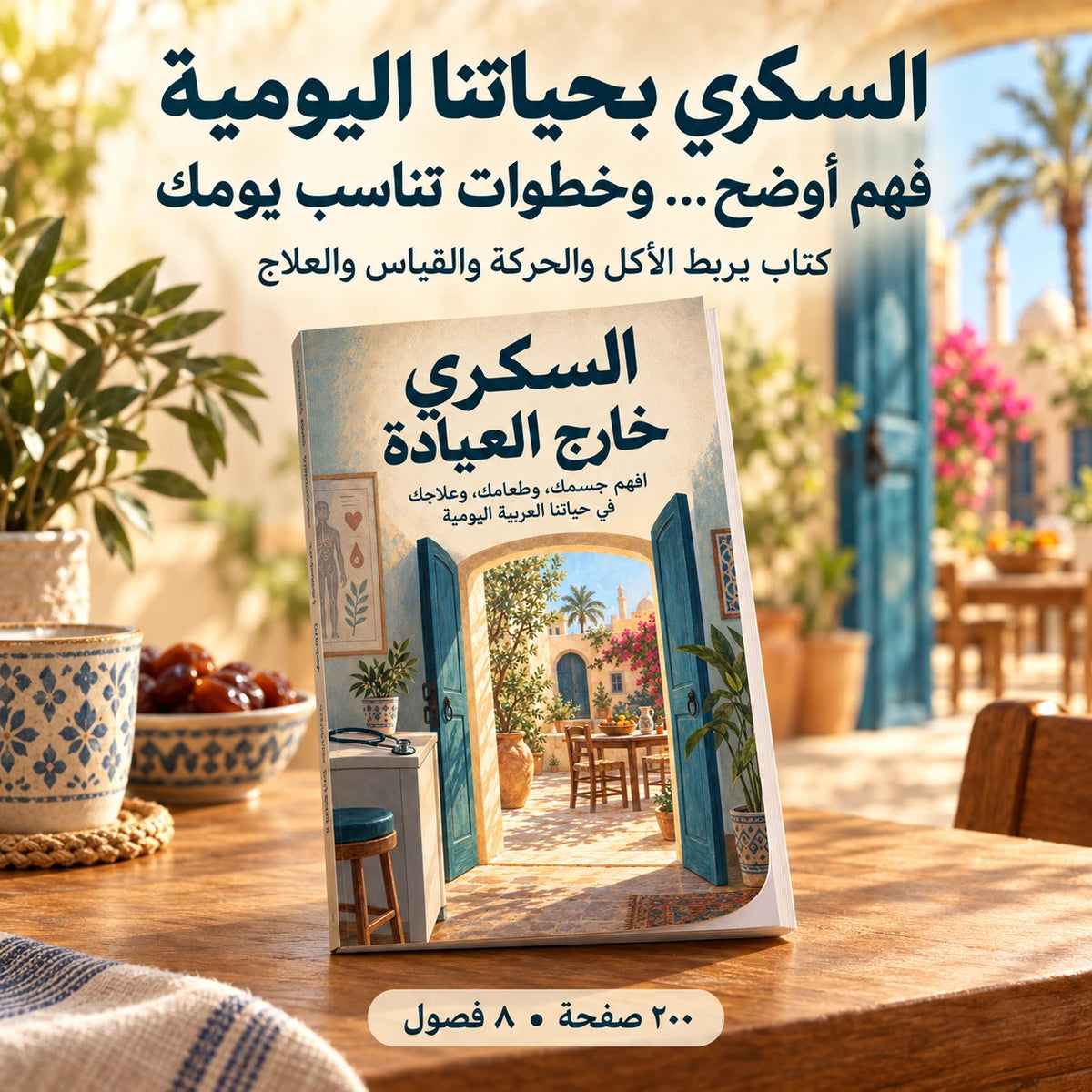 مو كل أسئلة السكري تنتهي بالعيادة… ٢٠٠ صفحة تساعدك تفهم جسمك، وترتّب أكلك وعلاجك، وتواجه يومك بفهم أوضح