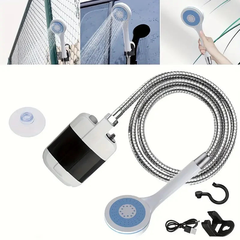 الدش المحمول الخارجي مع مضخة كهربائية قابلة للشحن