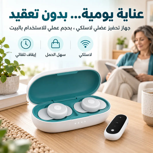 بعد يوم طويل… تستاهل وقت إلك! جهاز التحفيز العضلي اللاسلكي، عناية أبسط بدون لخبطة الأسلاك